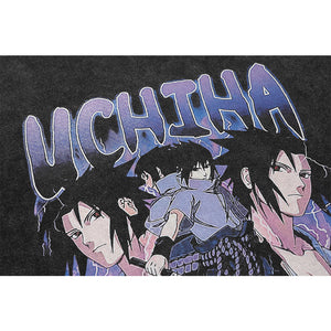 Vintage Oversize Naruto "Sasuke Uchiha" T-Shirt im Washed-Look