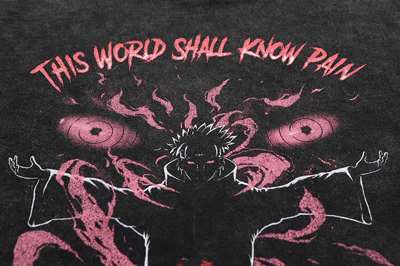 Vintage Oversize Naruto "This World Shall Know Pain" T-Shirt im Washed-Look